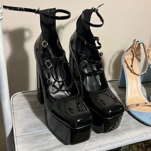 Patent Strappy Nasty Gal Mary Jane Platform Heels